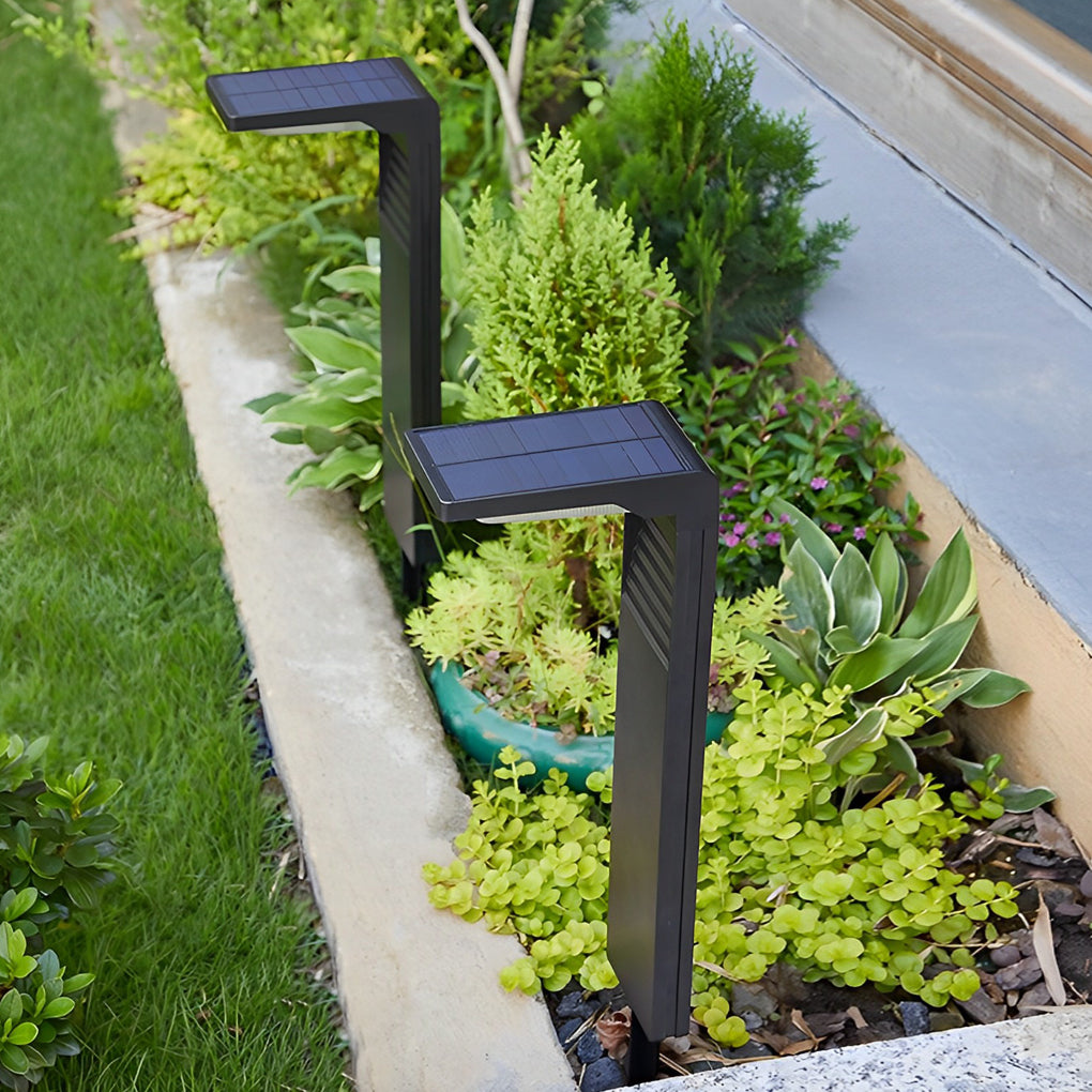 Modern Solar LED Landscape Pathway Lights Waterproof Outdoor Garden Lawn Path Lamp in Black