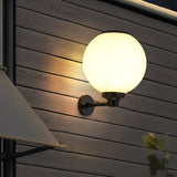Modern Solar LED Outdoor Wall Sconce Waterproof 3 Step Dimming Round Aluminum Light