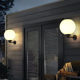 Modern Solar LED Outdoor Wall Sconce Waterproof 3 Step Dimming Round Aluminum Light