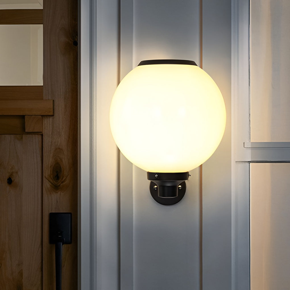 Modern Solar LED Outdoor Wall Sconce Waterproof 3 Step Dimming Round Aluminum Light