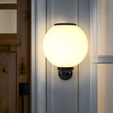 Modern Solar LED Outdoor Wall Sconce Waterproof 3 Step Dimming Round Aluminum Light