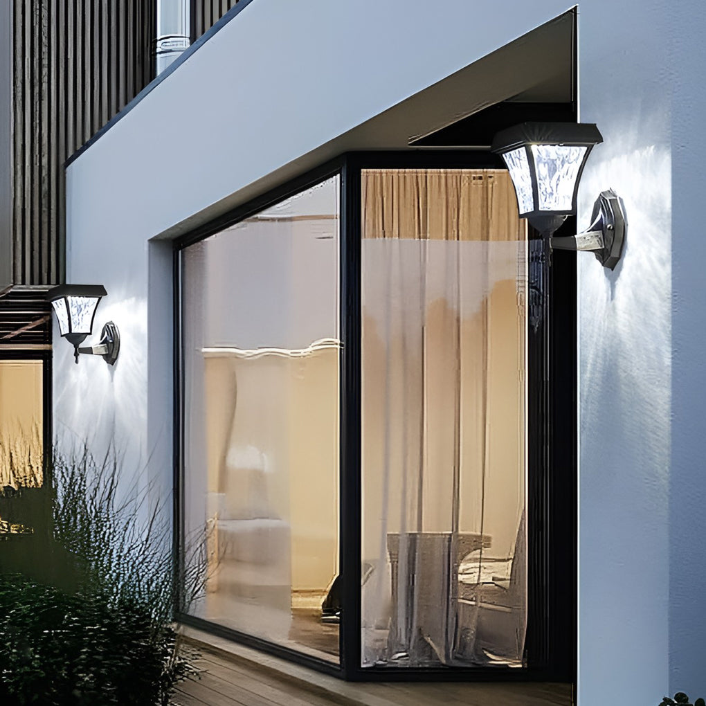 Modern Solar LED Outdoor Wall Sconce Waterproof Smart Touch Sensor Exterior Aluminum Lighting