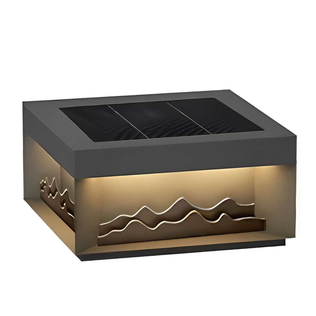 Modern Solar LED Post Cap Light Waterproof Mountain Landscape Design Outdoor Fence Lamp