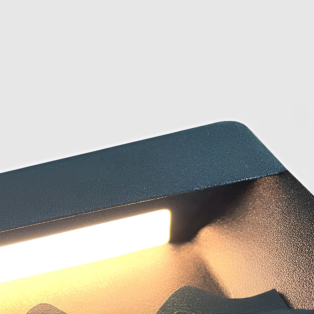 Modern Solar LED Post Cap Light Waterproof Mountain Landscape Design Outdoor Fence Lamp