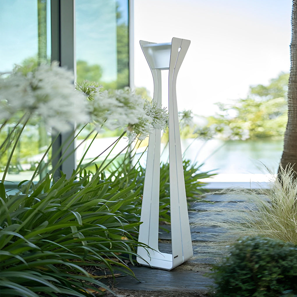 Modern Solar Outdoor Pathway Lights Waterproof Stainless Steel LED Landscape Garden Bollard Lamp