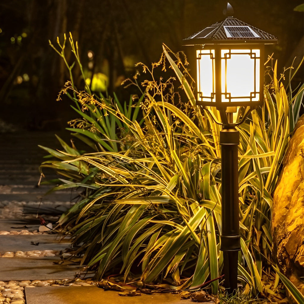 Modern Solar Outdoor Post Light with 3 Step Dimming Waterproof LED Garden Landscape Lamp