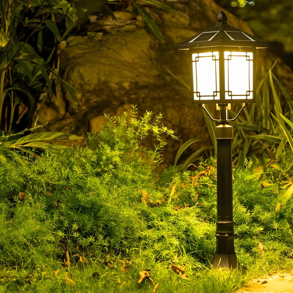 Modern Solar Outdoor Post Light with 3 Step Dimming Waterproof LED Garden Landscape Lamp