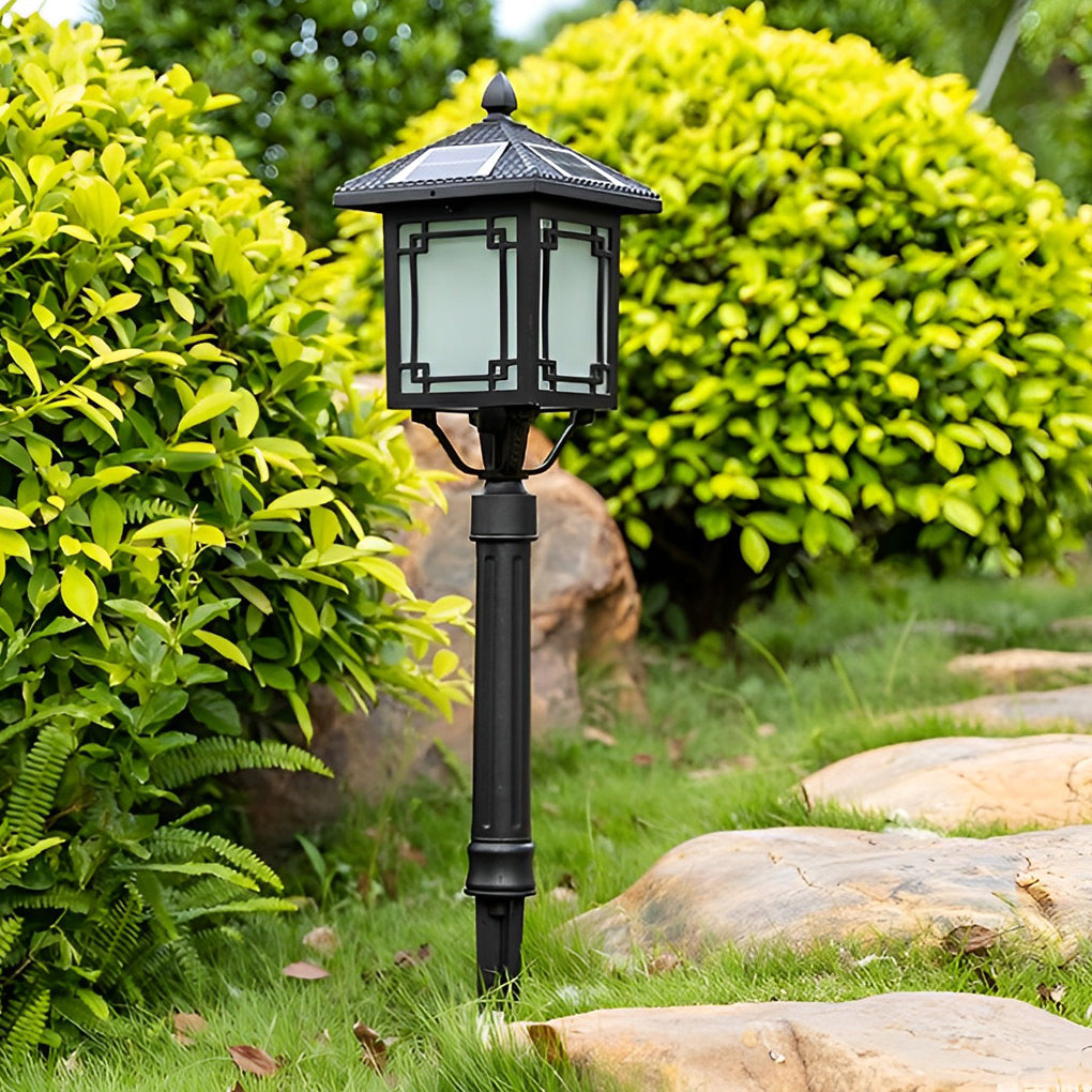 Modern Solar Outdoor Post Light with 3 Step Dimming Waterproof LED Garden Landscape Lamp