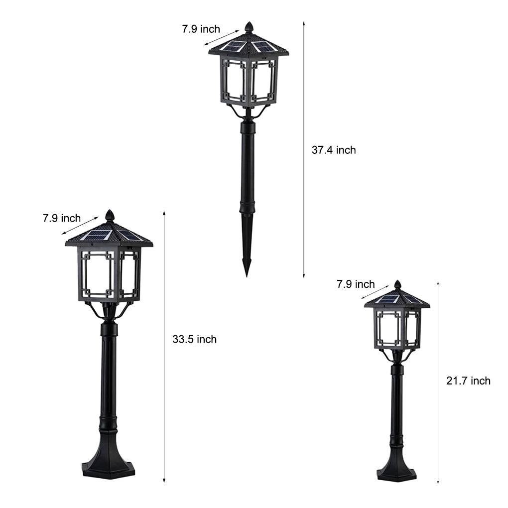 Modern Solar Outdoor Post Light with 3 Step Dimming Waterproof LED Garden Landscape Lamp