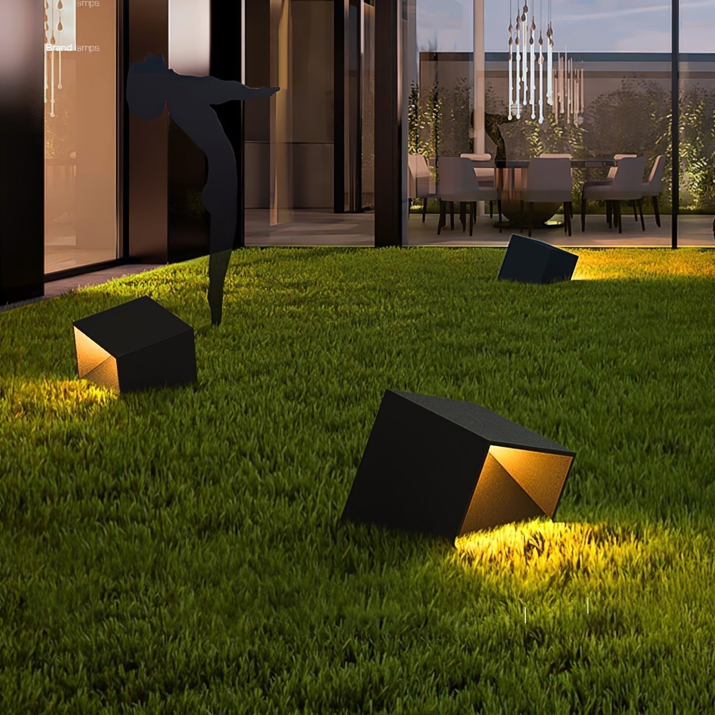 Modern Solar Powered Cube Garden Light Waterproof Outdoor Patio LED Lamp