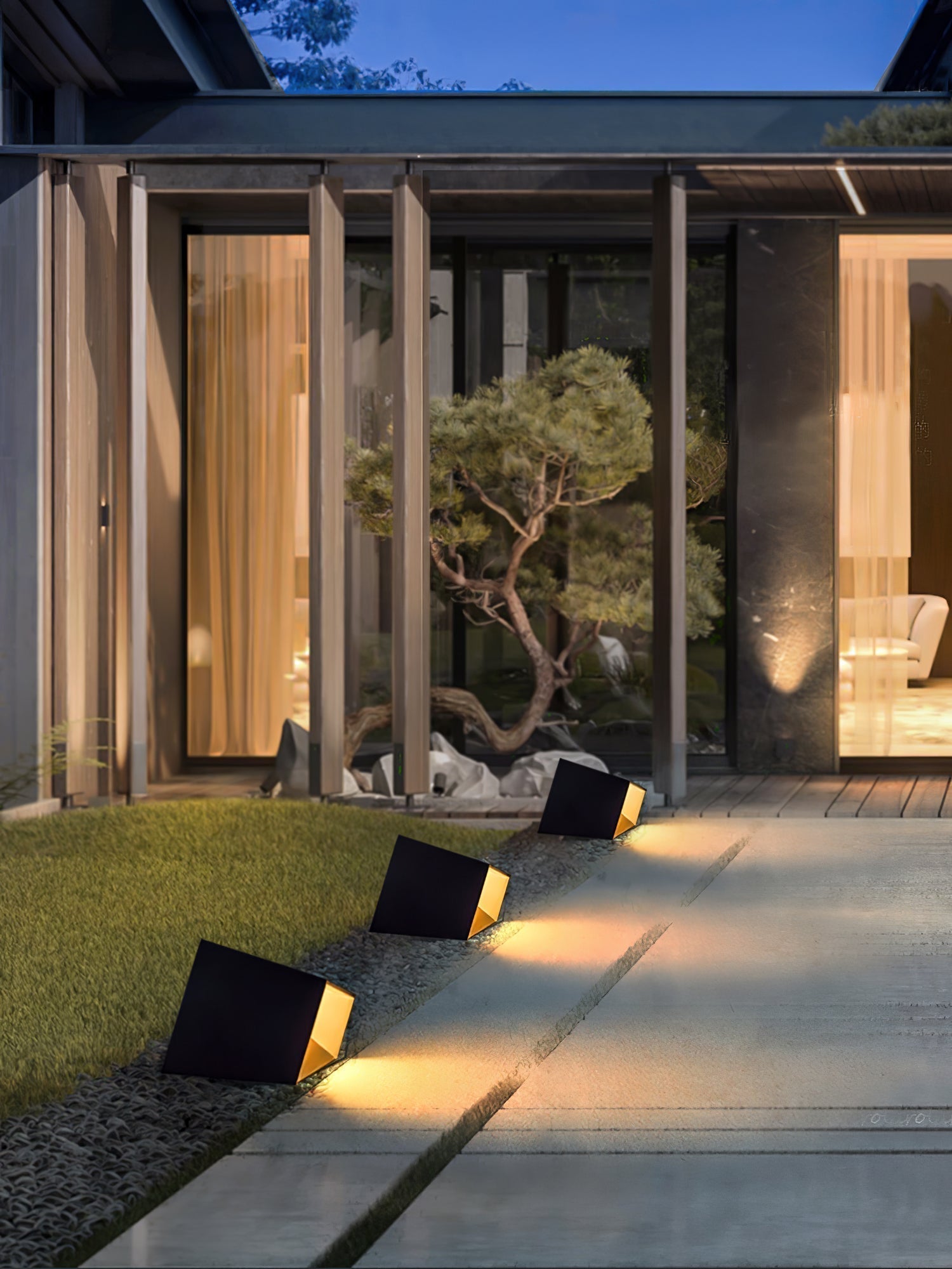 Modern Solar Powered Cube Garden Light Waterproof Outdoor Patio LED Lamp