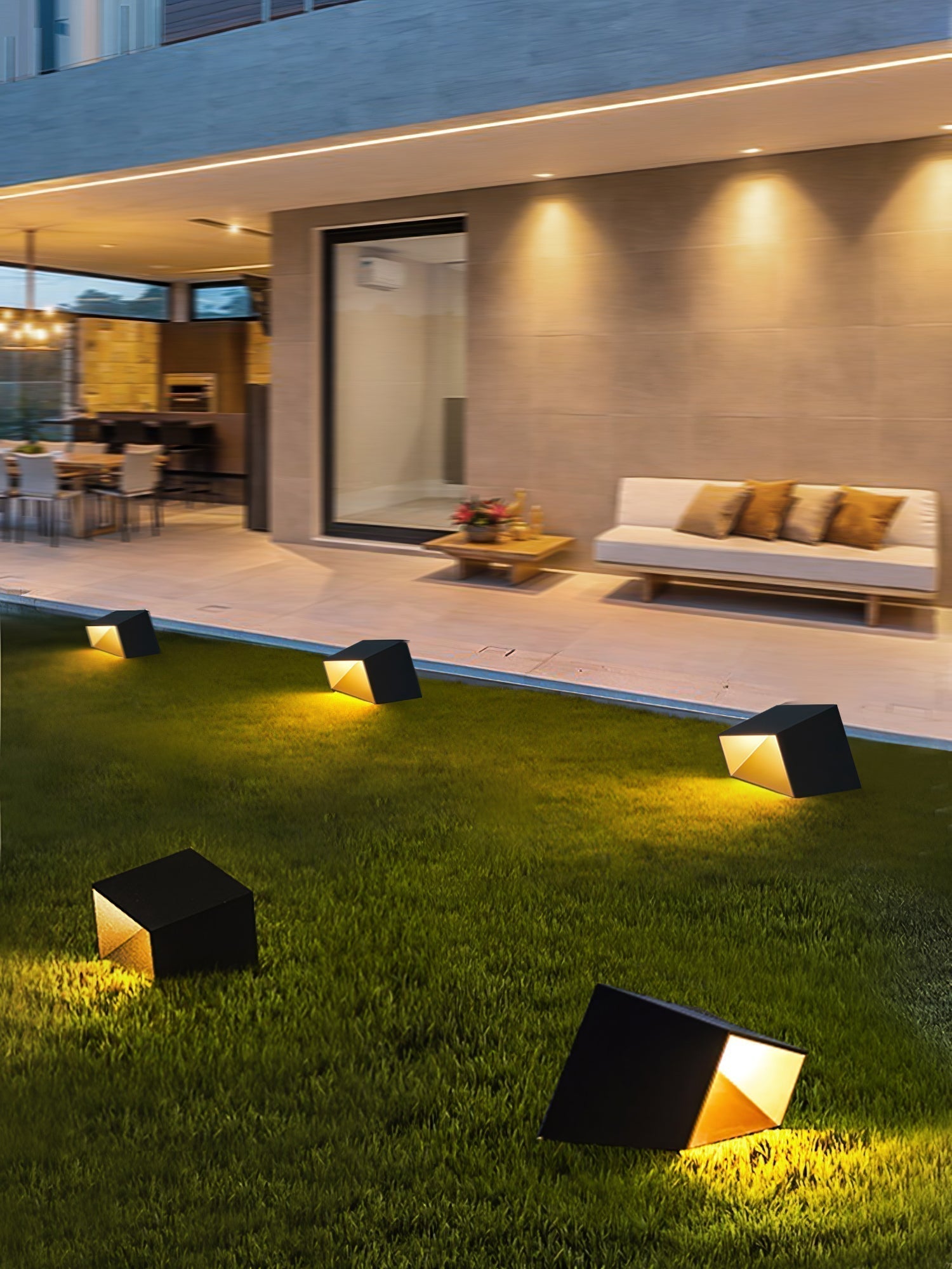 Modern Solar Powered Cube Garden Light Waterproof Outdoor Patio LED Lamp