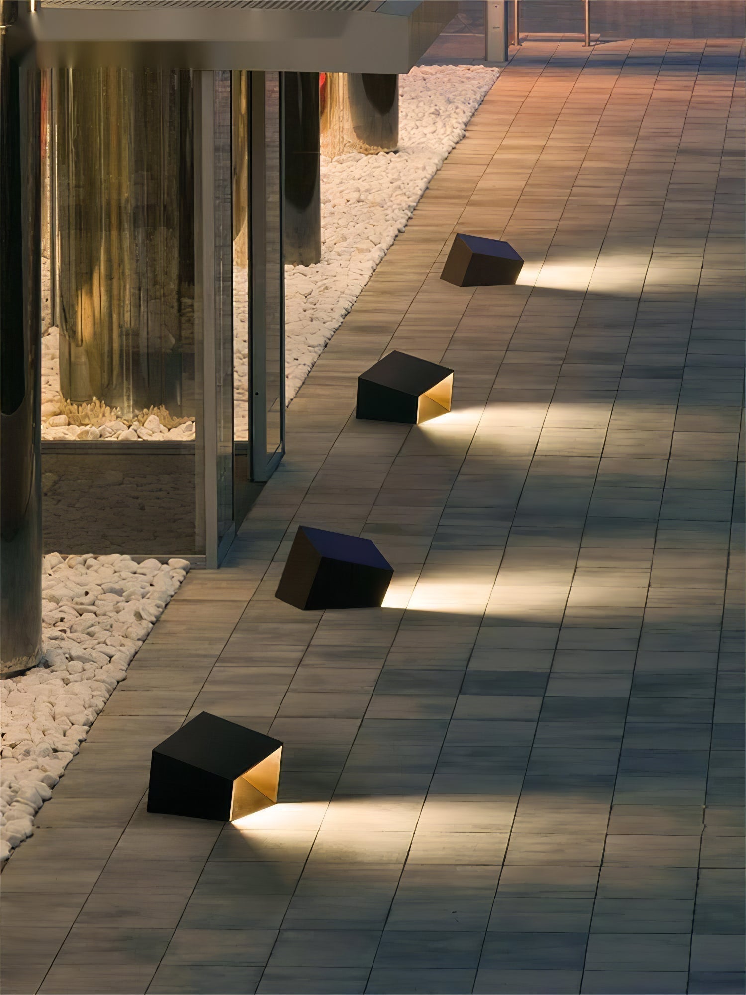 Modern Solar Powered Cube Garden Light Waterproof Outdoor Patio LED Lamp