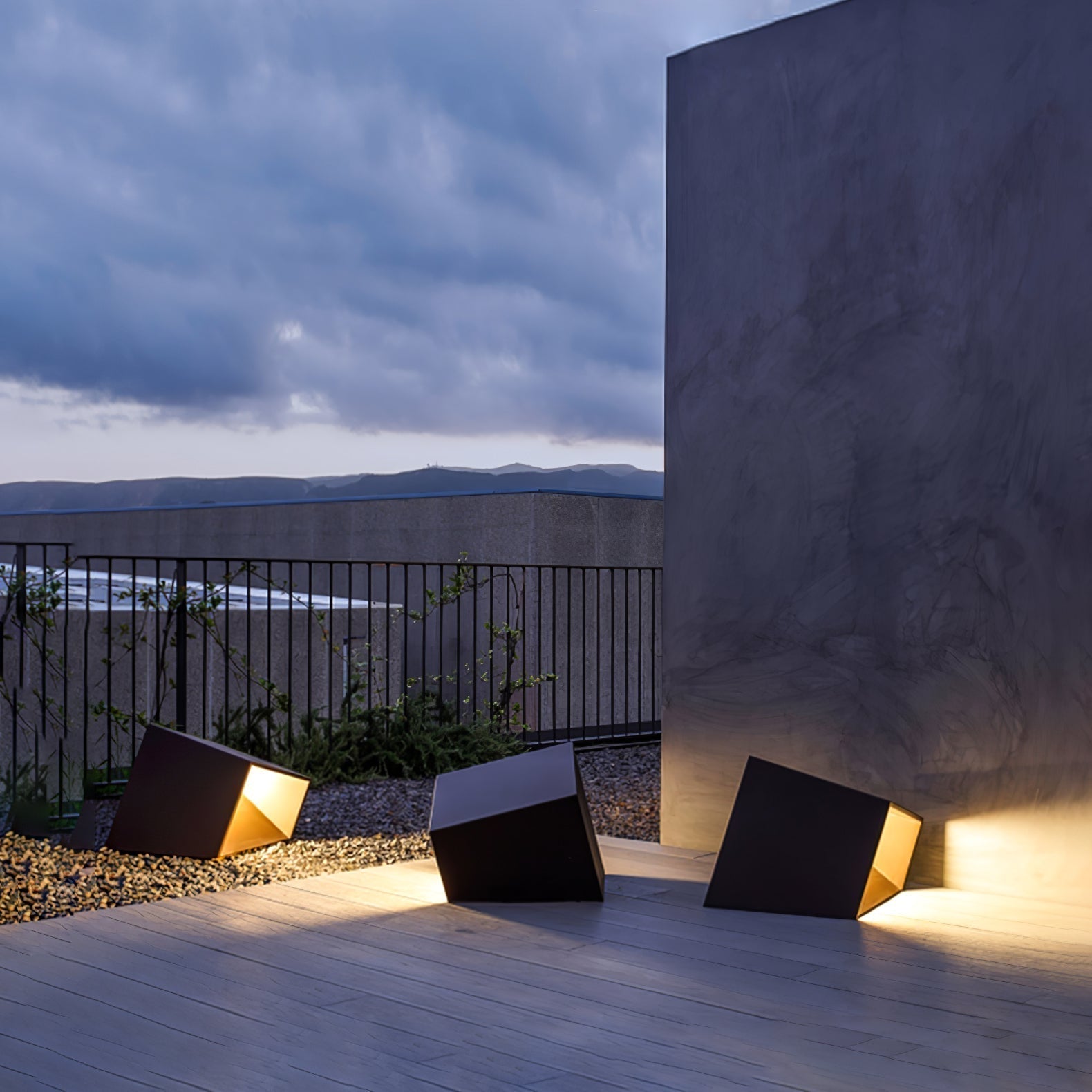 Modern Solar Powered Cube Garden Light Waterproof Outdoor Patio LED Lamp