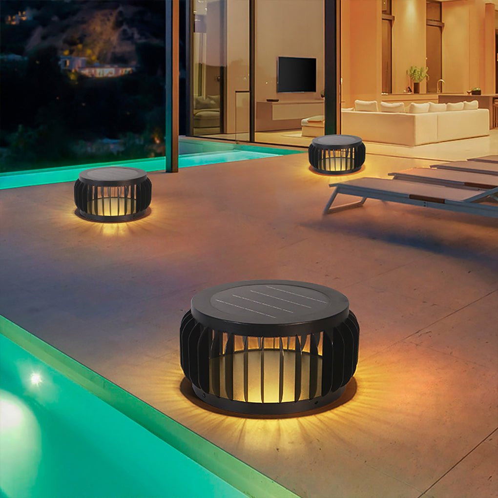 Modern Solar Powered Garden Post Light Waterproof Three Color LED Outdoor Path Lamp