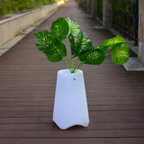 Modern Solar Powered LED Lighted Planter Pot Waterproof Frosted White Glowing Outdoor Decor