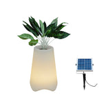 Modern Solar Powered LED Lighted Planter Pot Waterproof Frosted White Glowing Outdoor Decor