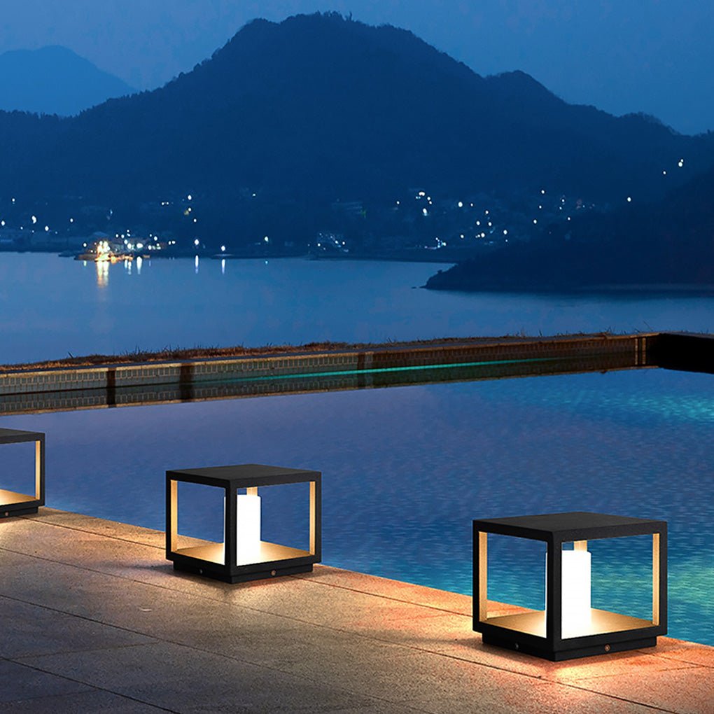 Modern Solar Powered LED Outdoor Post Lights Waterproof Aluminum Pillar Lamp for Garden Path