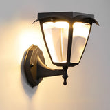 Modern Solar Powered LED Outdoor Wall Sconce Black Aluminum Porch Light with Dual Color Modes