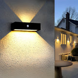 Modern Solar Powered Motion Sensor Wall Sconce Waterproof Outdoor Up and Down LED Security Light
