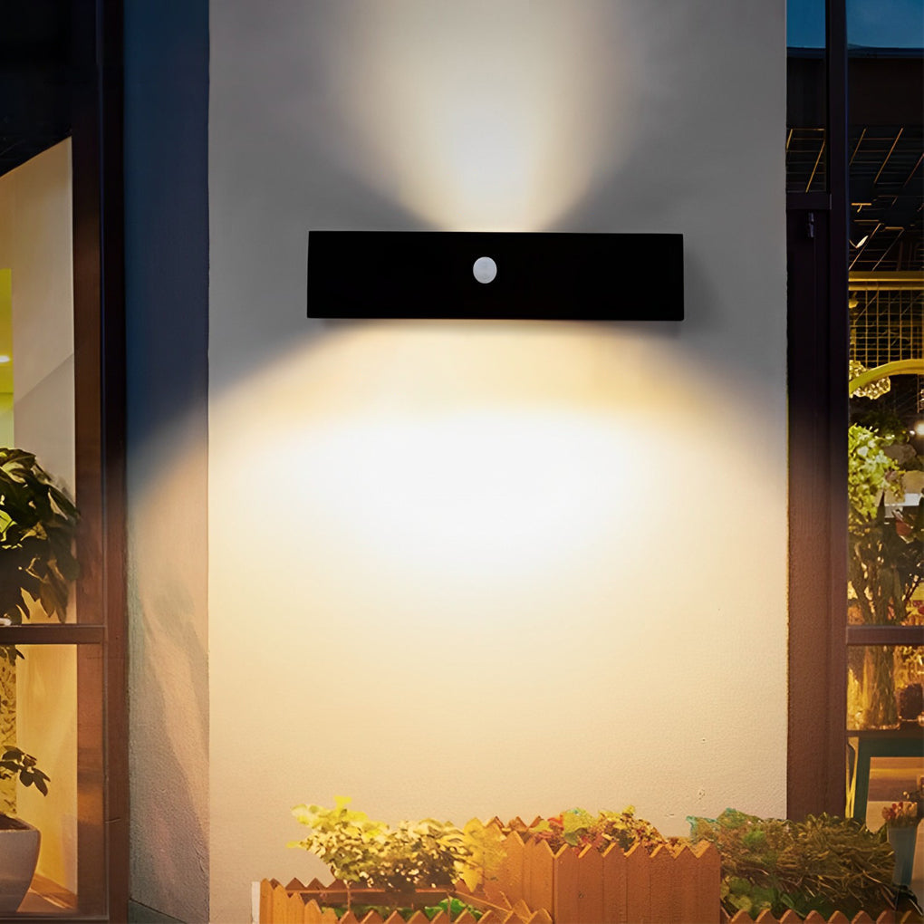 Modern Solar Powered Motion Sensor Wall Sconce Waterproof Outdoor Up and Down LED Security Light