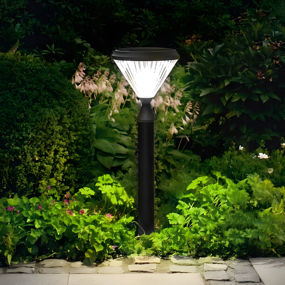 Modern Solar Powered Outdoor Bollard Path Light Waterproof Black Aluminum Garden Landscape Lamp