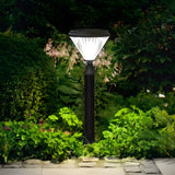Modern Solar Powered Outdoor Bollard Path Light Waterproof Black Aluminum Garden Landscape Lamp