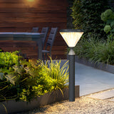 Modern Solar Powered Outdoor Bollard Path Light Waterproof Black Aluminum Garden Landscape Lamp