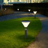 Modern Solar Powered Outdoor Bollard Path Light Waterproof Black Aluminum Garden Landscape Lamp