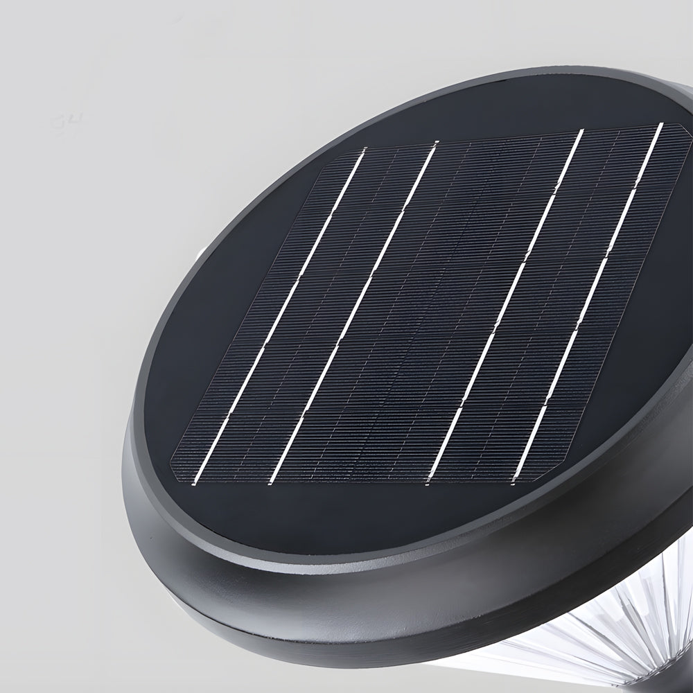 Modern Solar Powered Outdoor Bollard Path Light Waterproof Black Aluminum Garden Landscape Lamp