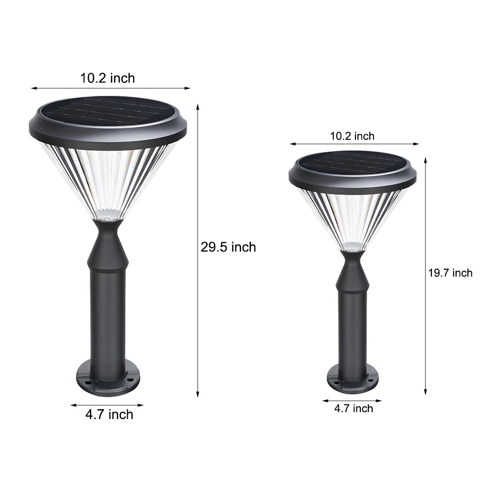 Modern Solar Powered Outdoor Bollard Path Light Waterproof Black Aluminum Garden Landscape Lamp