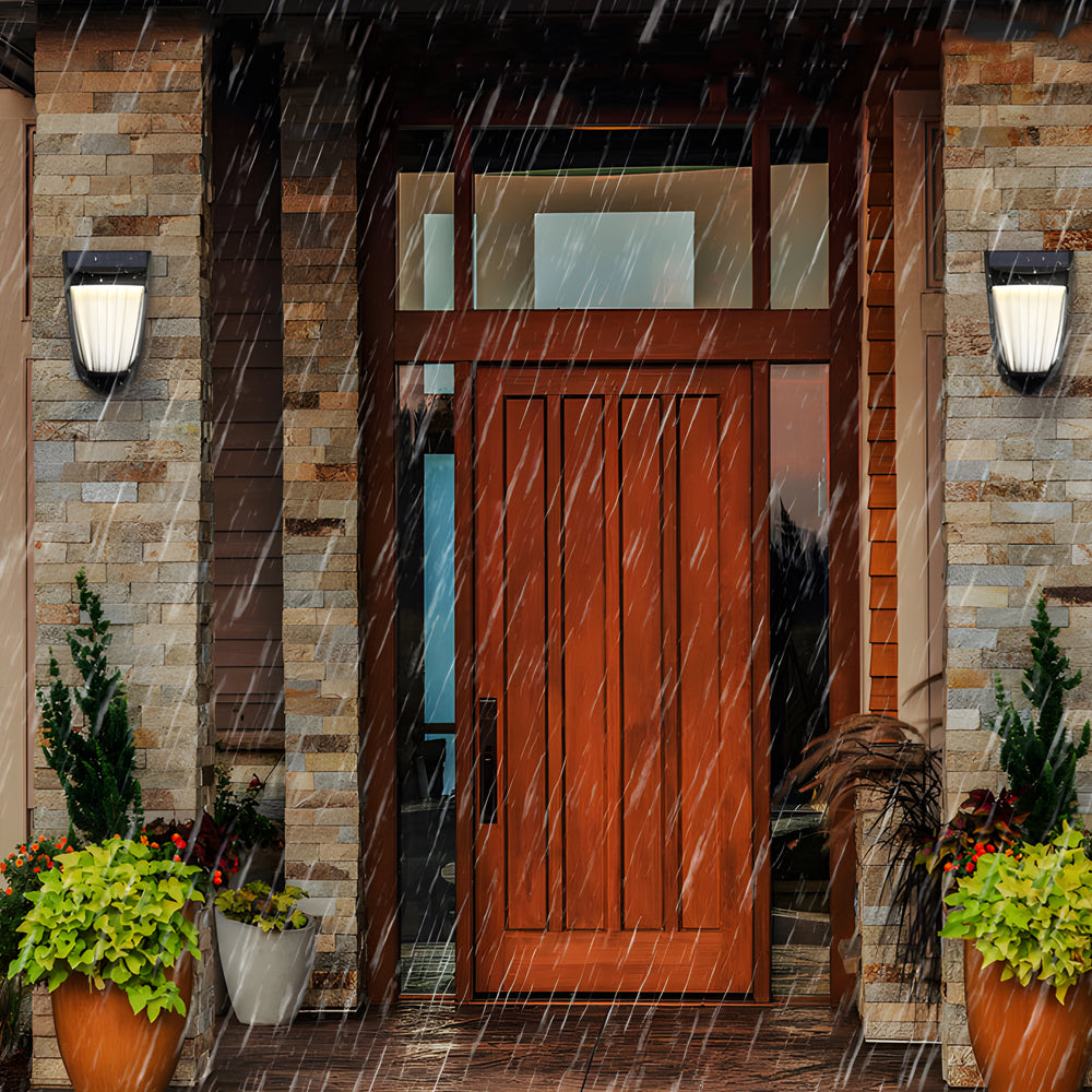 Modern Solar Powered Outdoor Fence Lights Pack of 2 with 10 LED Beads and IP64 Waterproof Rating