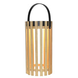 Modern Solar Powered Outdoor Floor Lamp Waterproof LED Wood Lantern for Garden and Patio