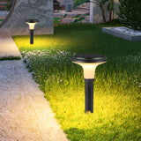 Modern Solar Powered Outdoor LED Bollard Path Light Waterproof Aluminum Garden Walkway Lamp in Black