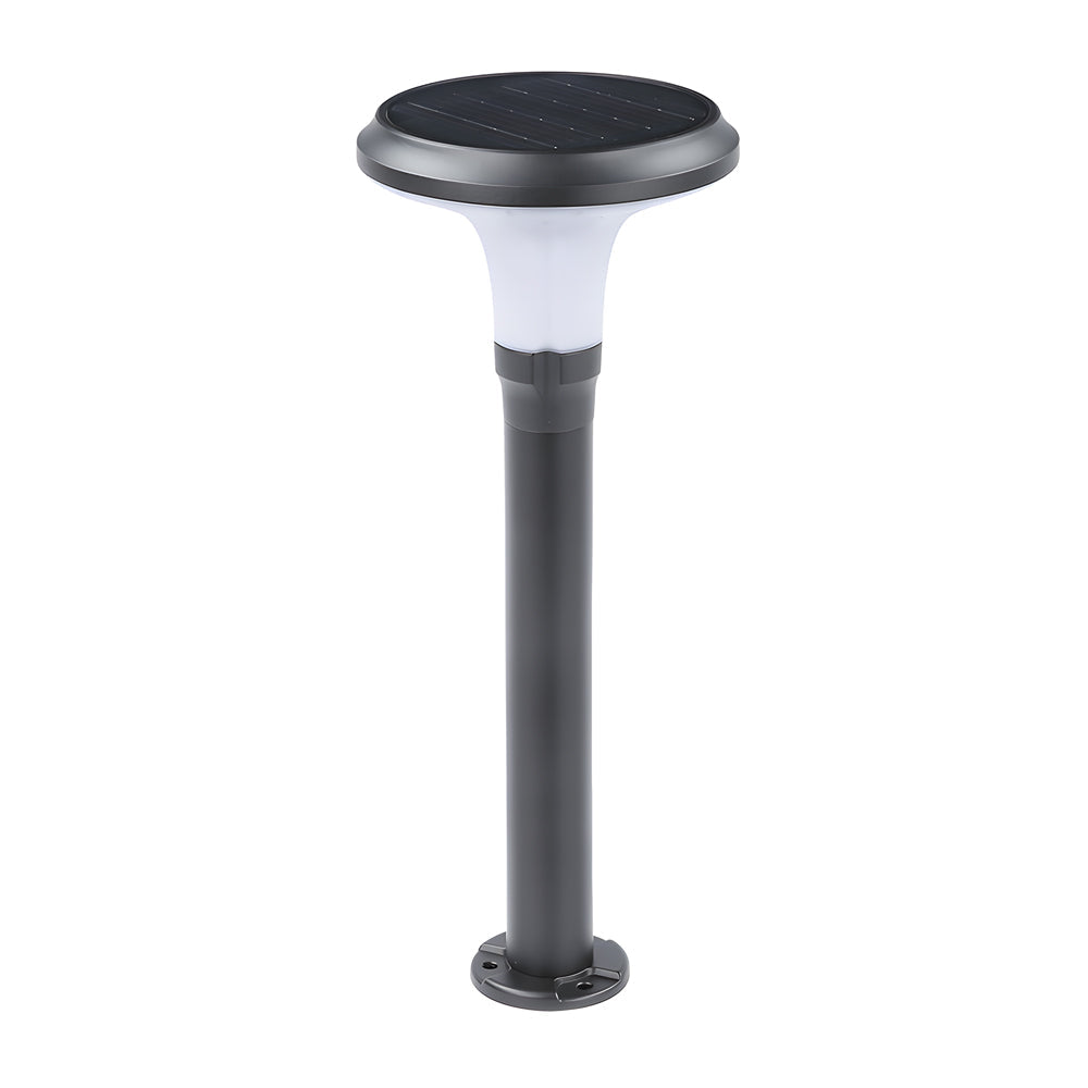 Modern Solar Powered Outdoor LED Bollard Path Light Waterproof Aluminum Garden Walkway Lamp in Black
