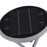 Modern Solar Powered Outdoor Pillar Light Round Gray Aluminum Dual Motion Sensor LED Post Lamp