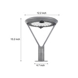 Modern Solar Powered Outdoor Pillar Light Round Gray Aluminum Dual Motion Sensor LED Post Lamp