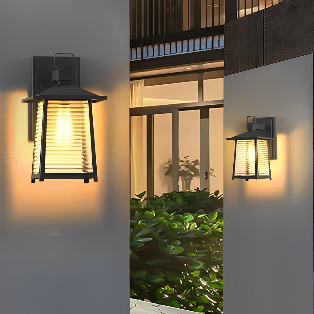 Modern Solar Powered Outdoor Wall Sconce Waterproof Black Aluminum Exterior Garden Light