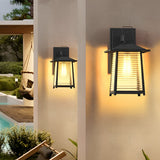 Modern Solar Powered Outdoor Wall Sconce Waterproof Black Aluminum Exterior Garden Light