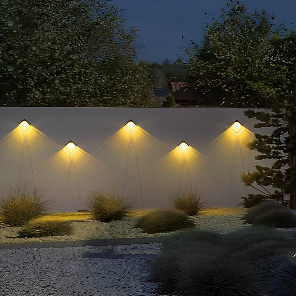Modern Solar Powered RGB Color Changing Wall Washer Lights Waterproof Outdoor LED Sconces 2 Pack