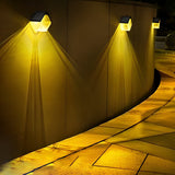 Modern Solar Powered RGB Color Changing Wall Washer Lights Waterproof Outdoor LED Sconces 2 Pack