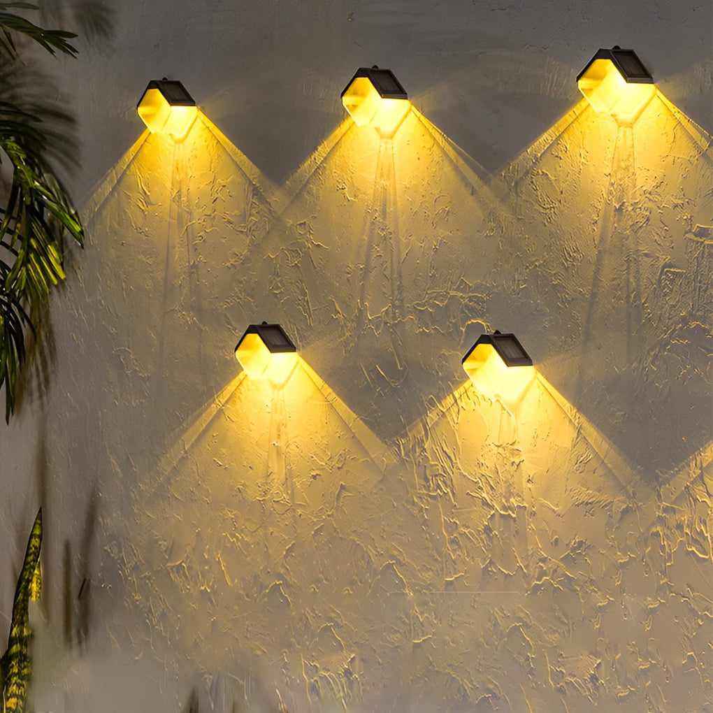 Modern Solar Powered RGB Color Changing Wall Washer Lights Waterproof Outdoor LED Sconces 2 Pack