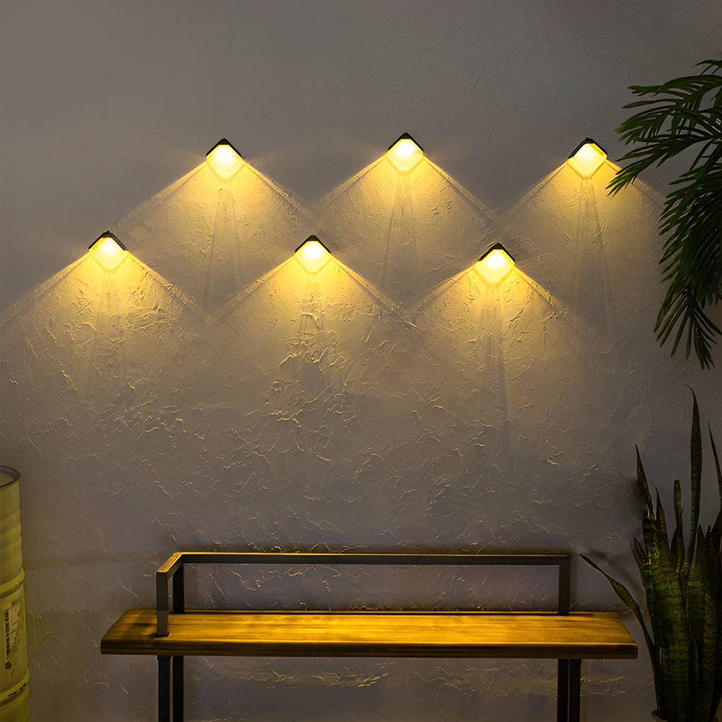 Modern Solar Powered RGB Color Changing Wall Washer Lights Waterproof Outdoor LED Sconces 2 Pack