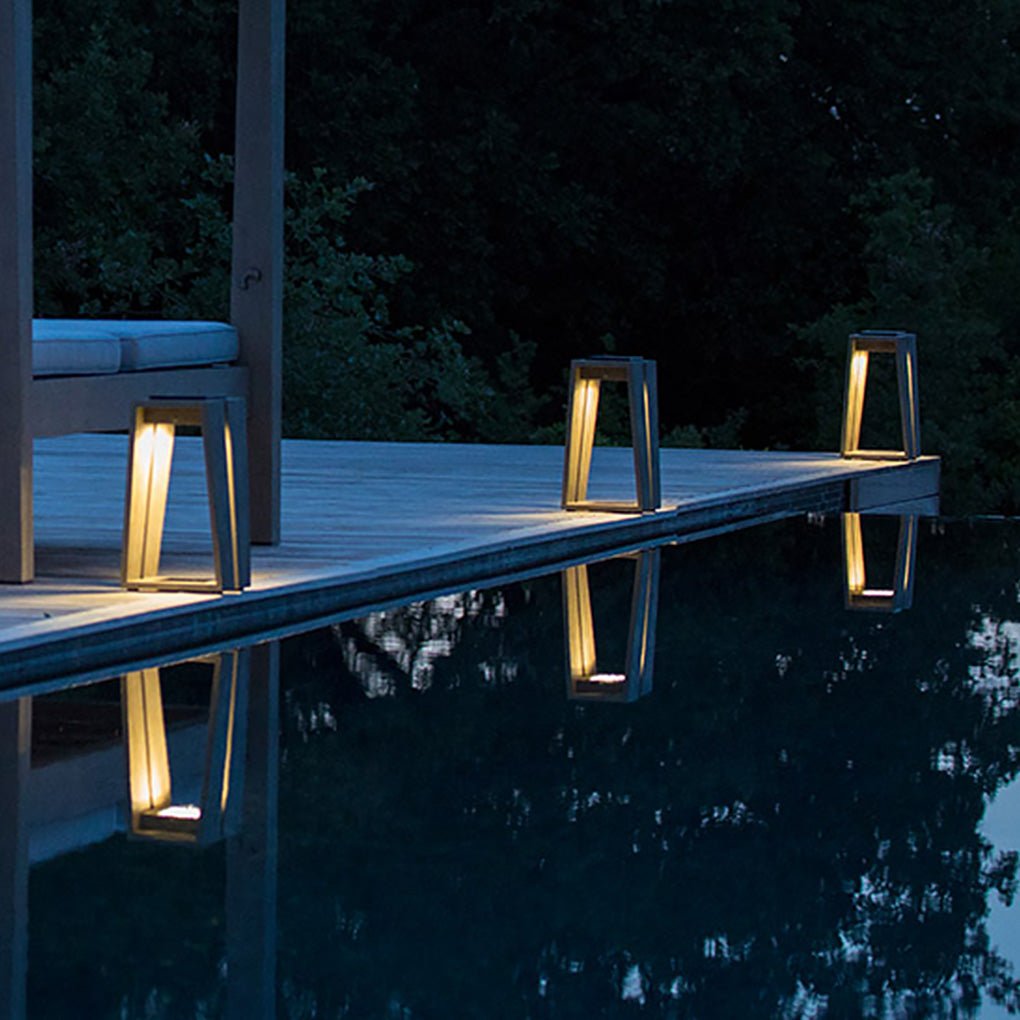 Modern Solar Powered Square LED Path Light Waterproof Outdoor Garden Lantern for Landscape Lighting