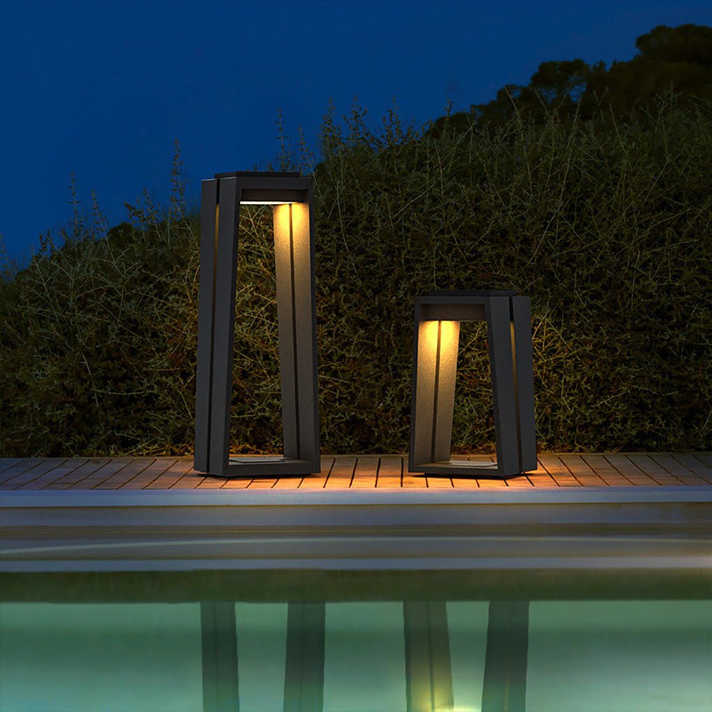 Modern Solar Powered Square LED Path Light Waterproof Outdoor Garden Lantern for Landscape Lighting
