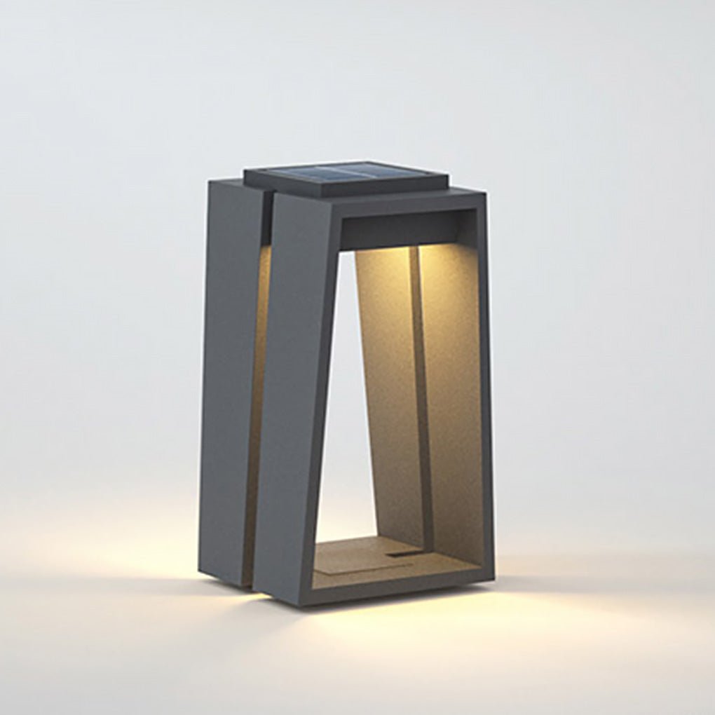 Modern Solar Powered Square LED Path Light Waterproof Outdoor Garden Lantern for Landscape Lighting