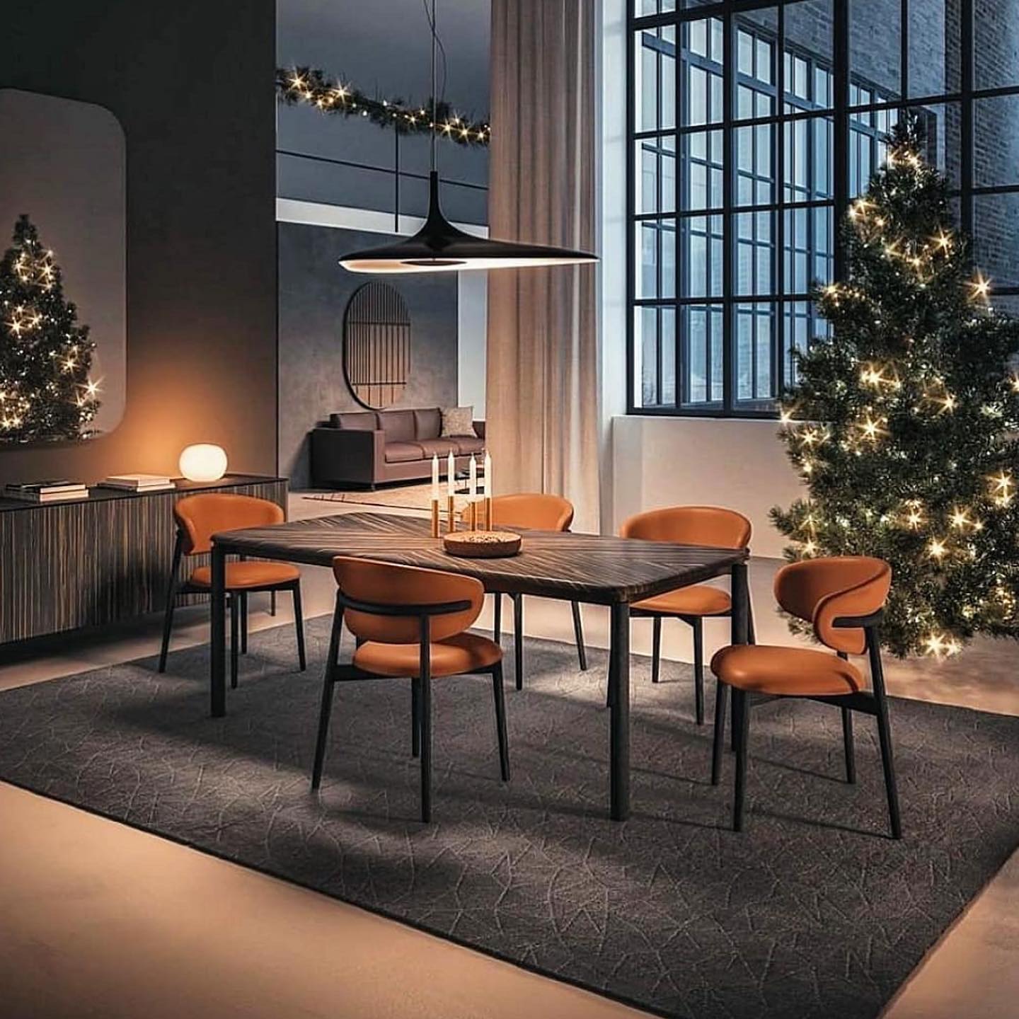 Modern Soleil Noir LED Pendant Light Slender Aerial Design Ceiling Hanging Lamp