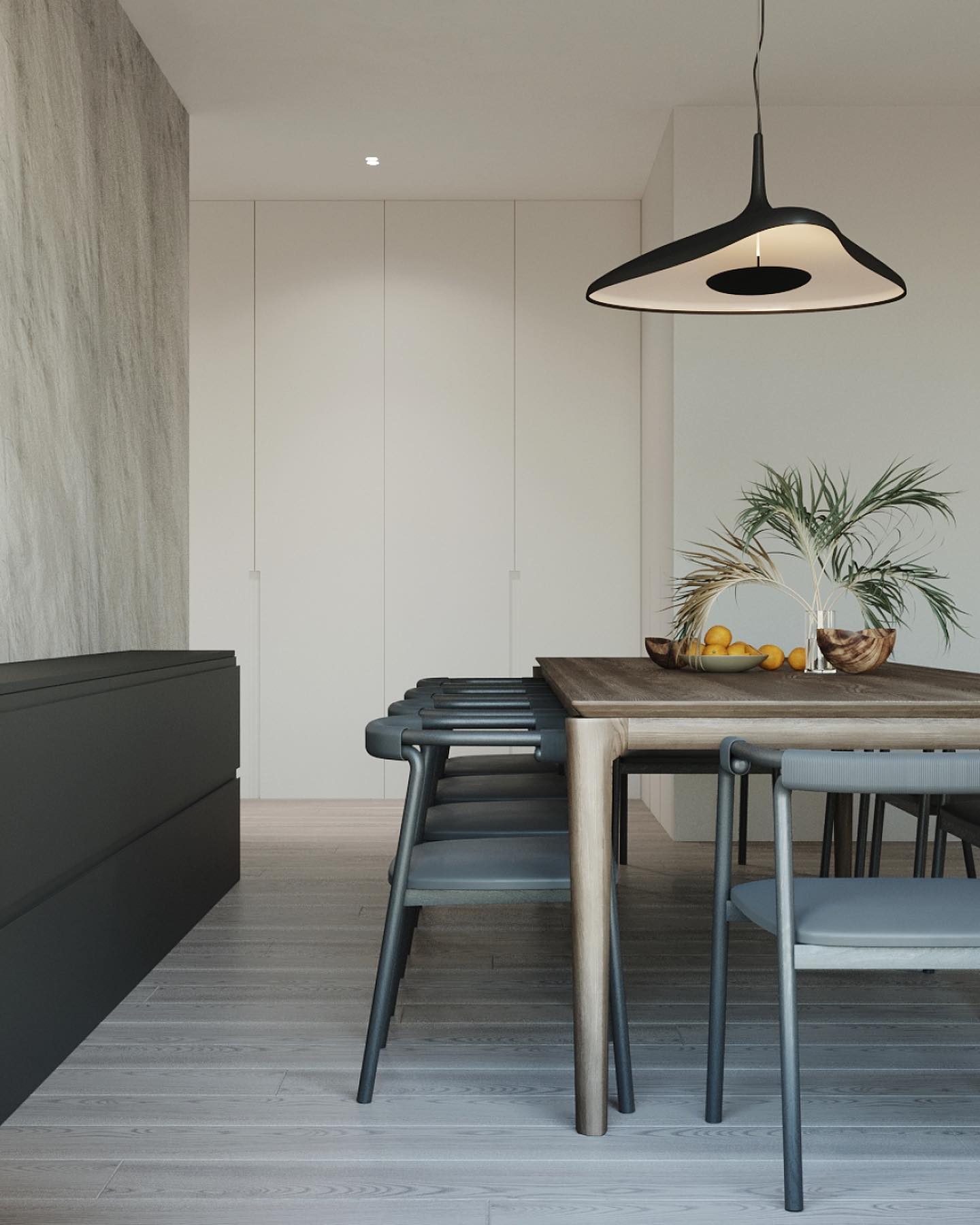 Modern Soleil Noir LED Pendant Light Slender Aerial Design Ceiling Hanging Lamp