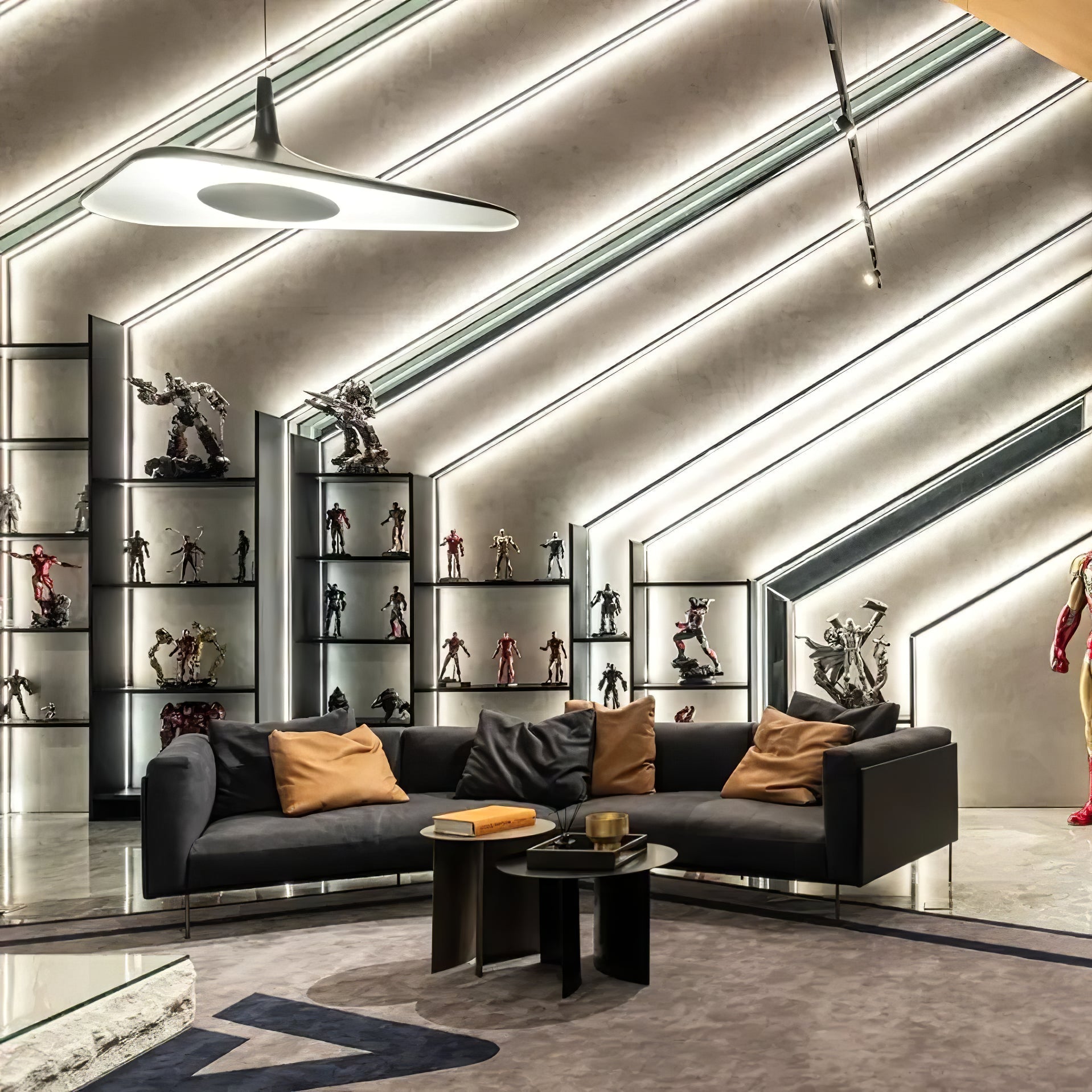 Modern Soleil Noir LED Pendant Light Slender Aerial Design Ceiling Hanging Lamp