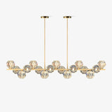 Modern Solid Brass Branch Chandelier with K9 Glass Crystal Ball Pendants for Living Room